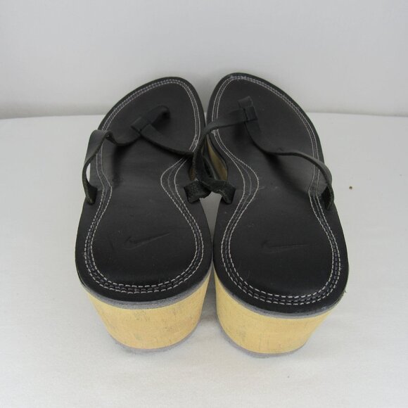 Nike Black Leather Wedge Flip Flop Sandal Women's 11 - Picture 4 of 7